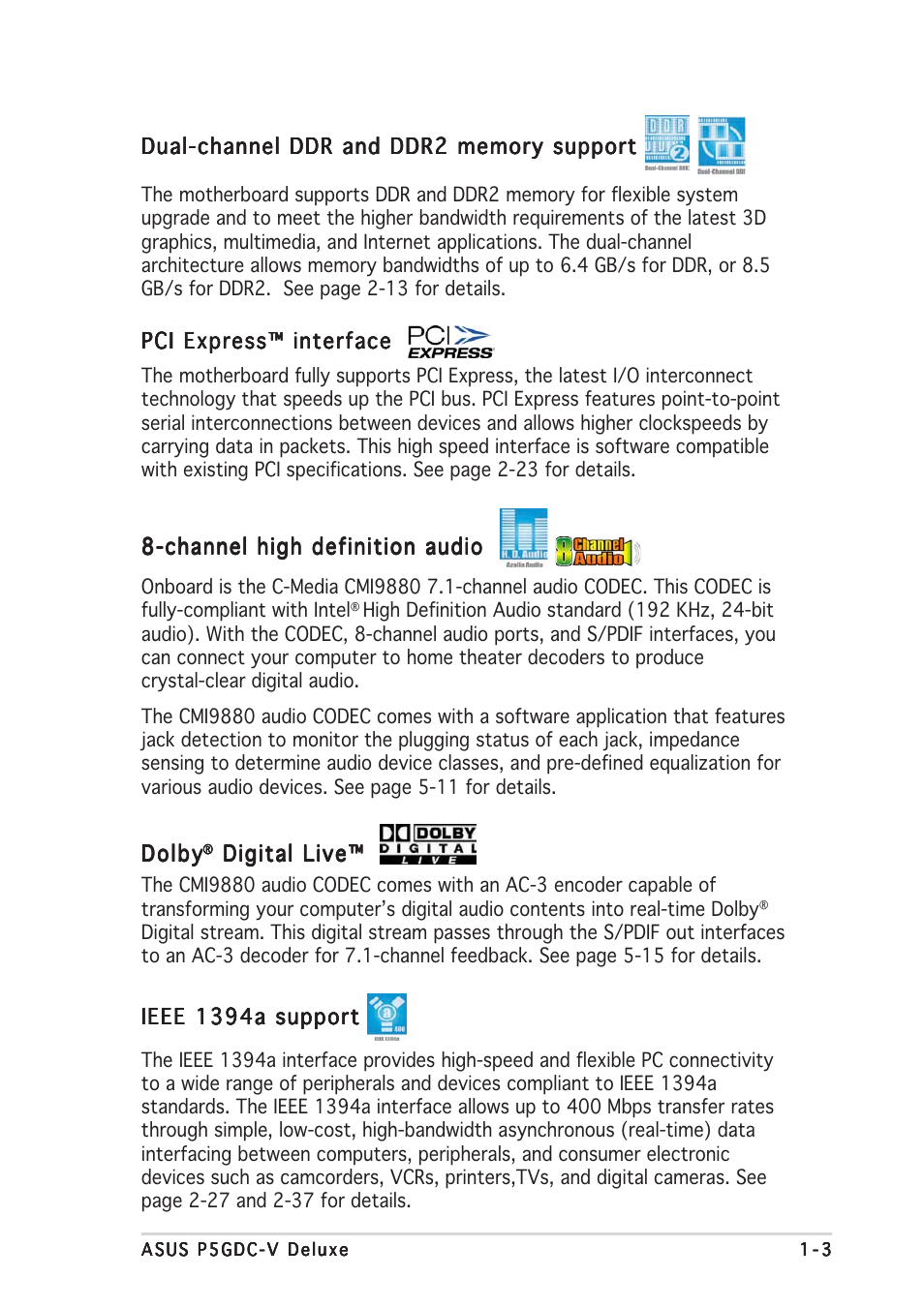 Asus P5GDC-V Deluxe User Manual | Page 15 / 136