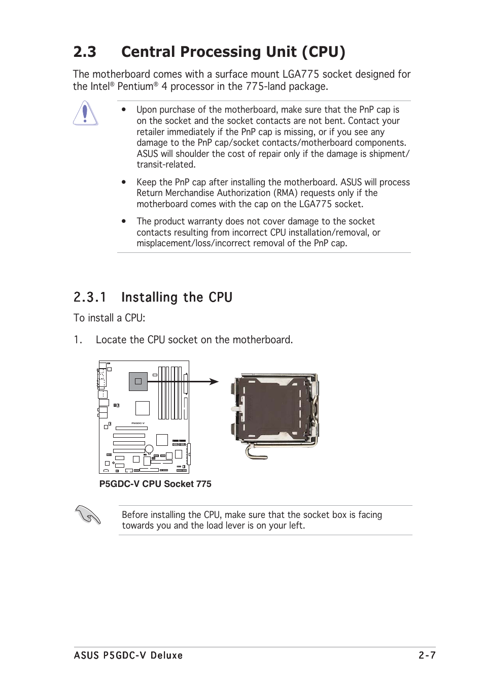 3 central processing unit (cpu) | Asus P5GDC-V Deluxe User Manual | Page 27 / 136