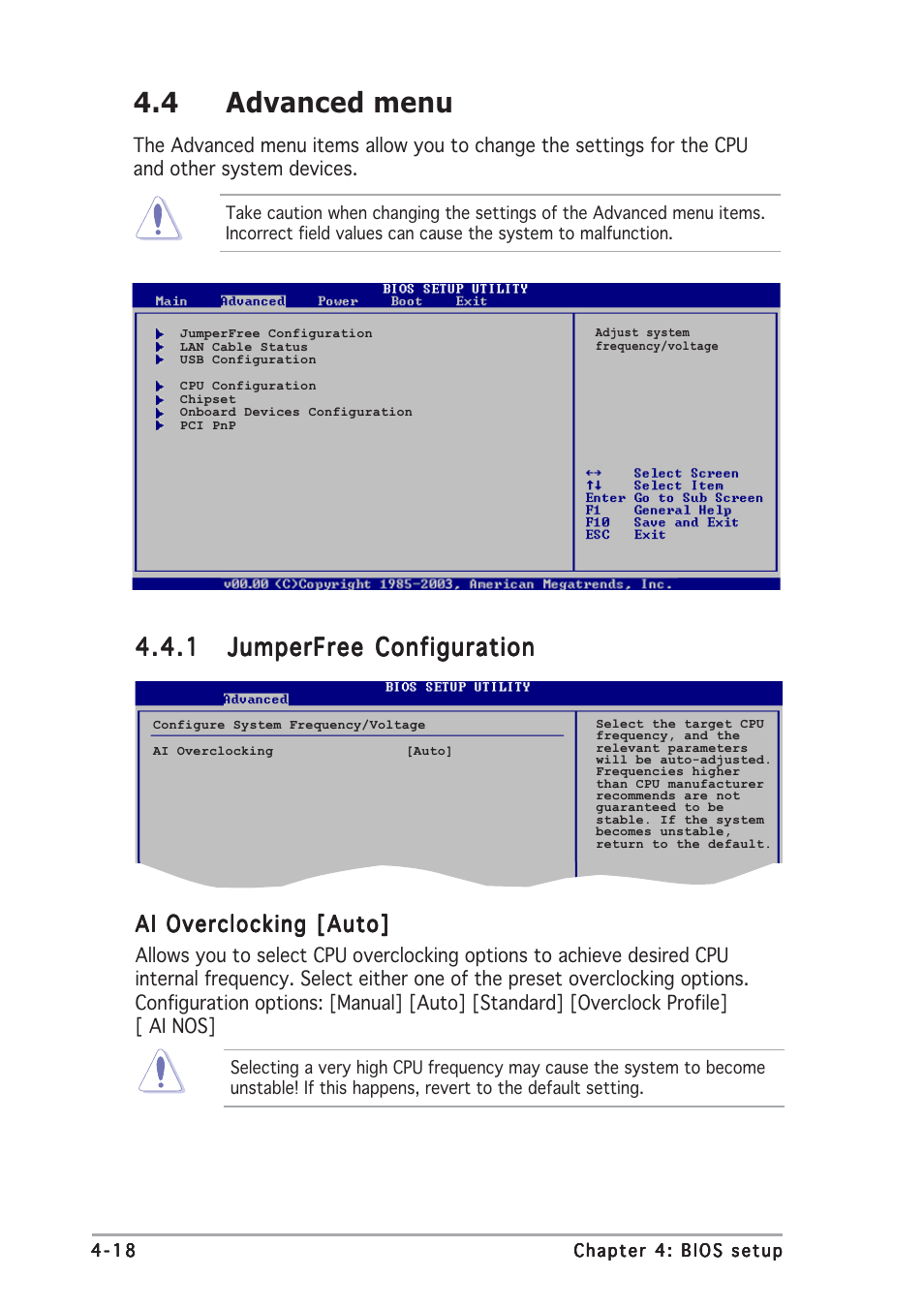 4 advanced menu | Asus P5GDC-V Deluxe User Manual | Page 82 / 136