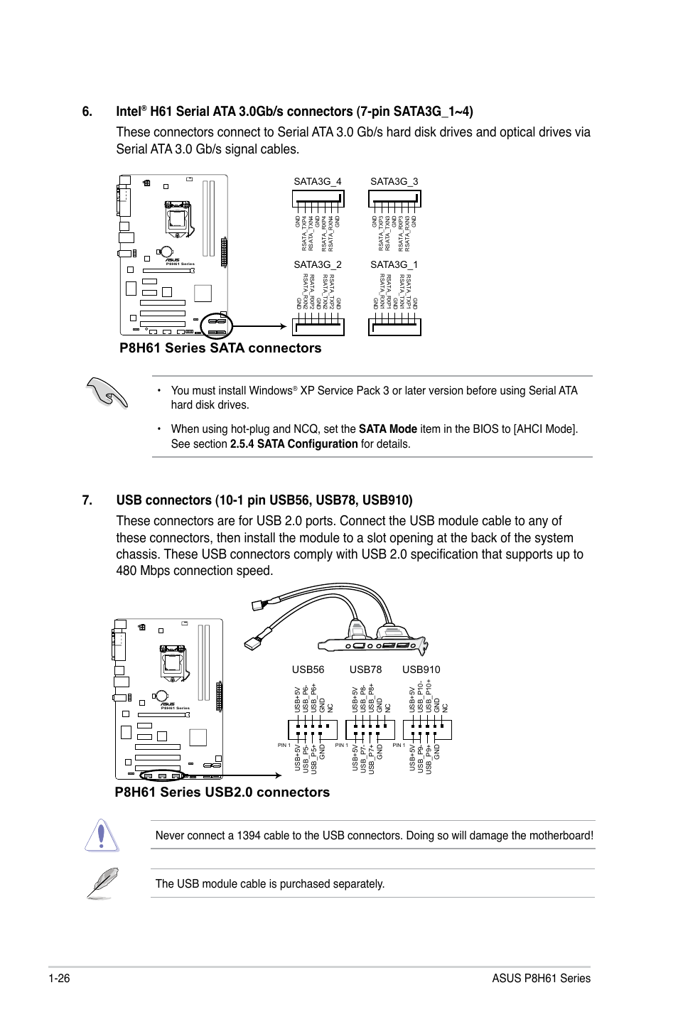 Intel, You must install windows, Usb910 | Usb78, Usb56 | Asus P8H61/USB3 User Manual | Page 38 / 73