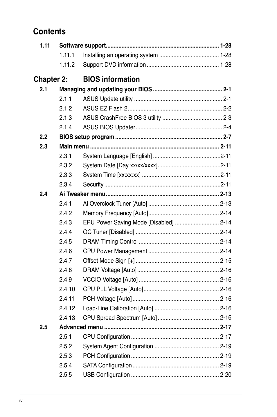 Asus P8H61/USB3 User Manual | Page 4 / 73