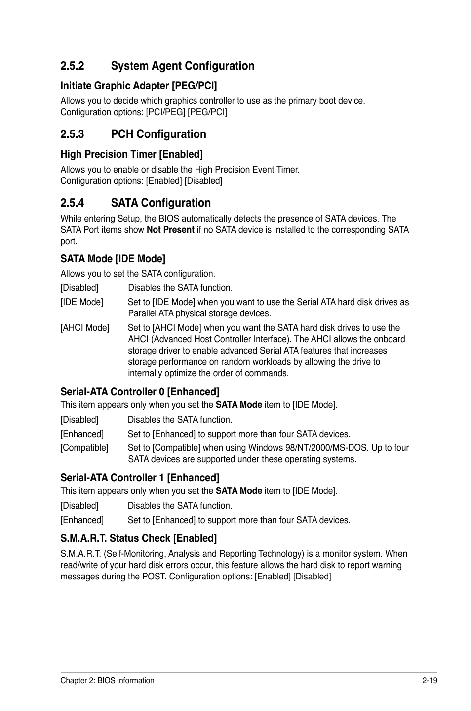 2 system agent configuration, 3 pch configuration, 4 sata configuration | System agent configuration -19, Pch configuration -19, Sata configuration -19 | Asus P8H61/USB3 User Manual | Page 59 / 73