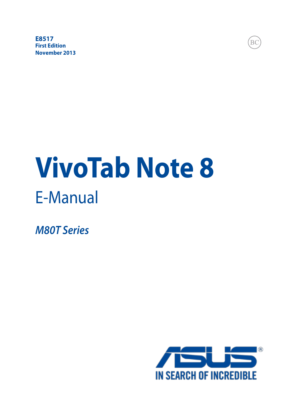 Asus R80TA User Manual | 76 pages