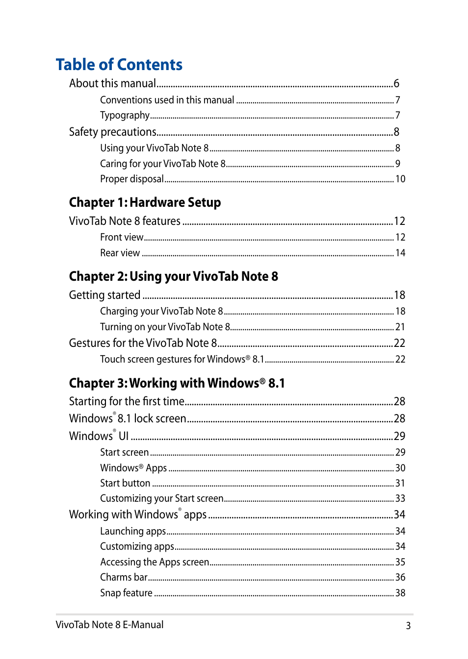 Asus R80TA User Manual | Page 3 / 76