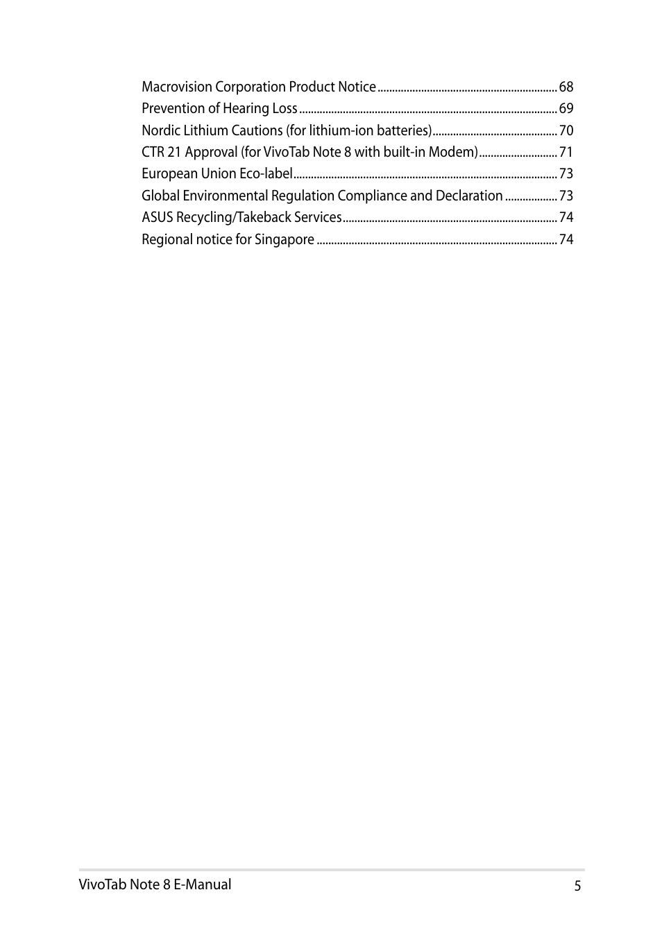 Asus R80TA User Manual | Page 5 / 76