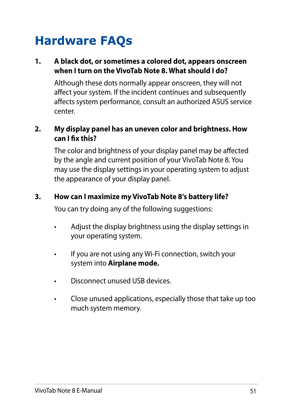 Hardware faqs | Asus R80TA User Manual | Page 51 / 76