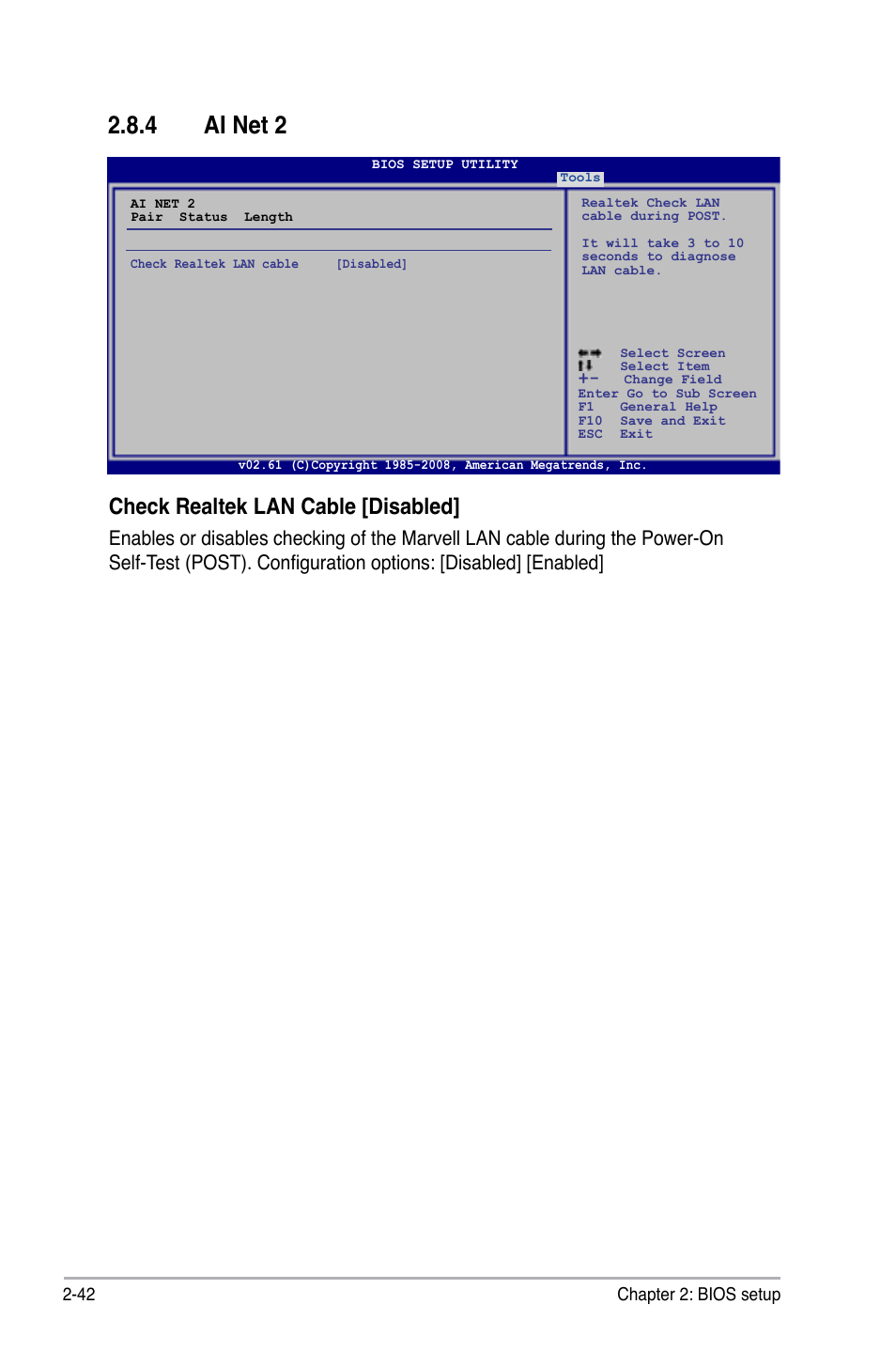 4 ai net 2, Ai net 2 -42, Check realtek lan cable [disabled | Asus P5Q-EM User Manual | Page 100 / 122