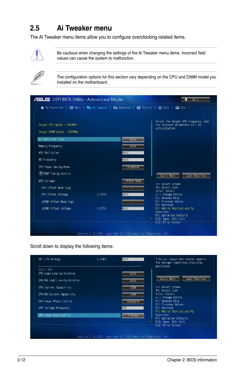 5 ai tweaker menu, Ai tweaker menu -12 | Asus A88XM-A User Manual | Page 44 / 68