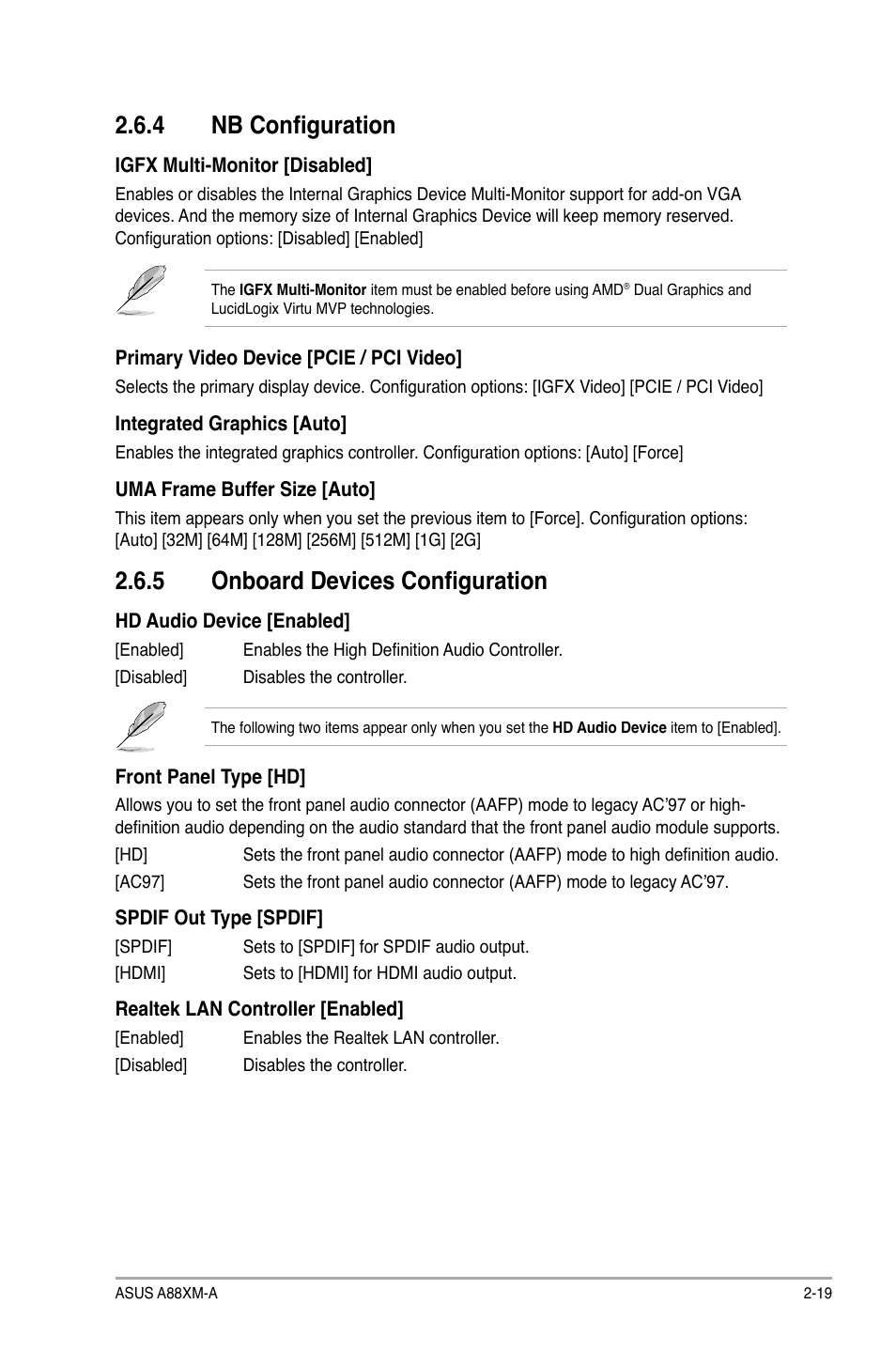 4 nb configuration, 5 onboard devices configuration | Asus A88XM-A User Manual | Page 51 / 68