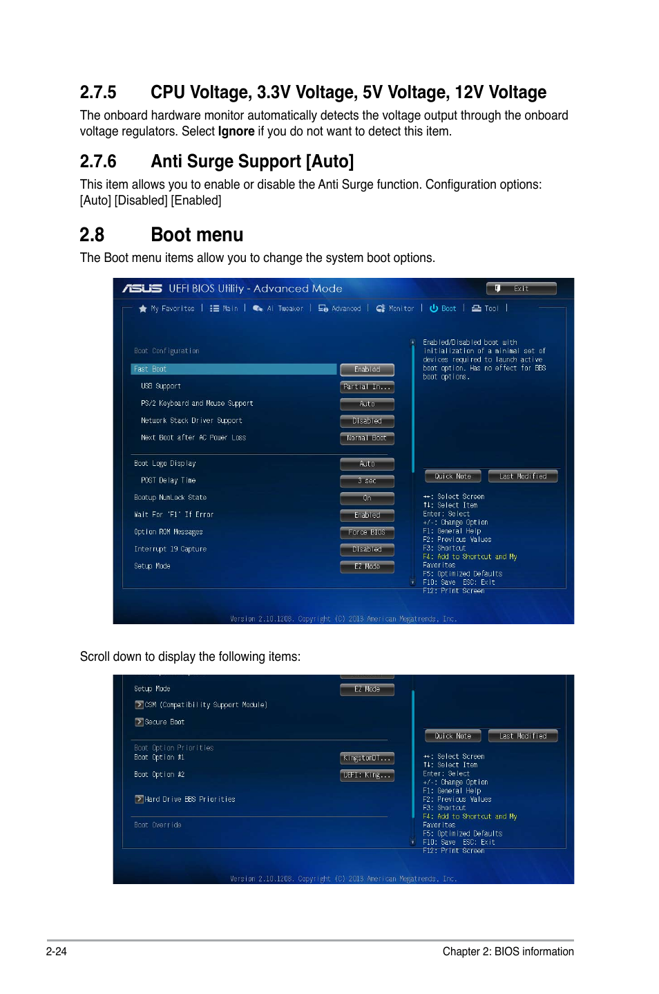 8 boot menu, Boot menu -24, 6 anti surge support [auto | Asus A88XM-A User Manual | Page 56 / 68