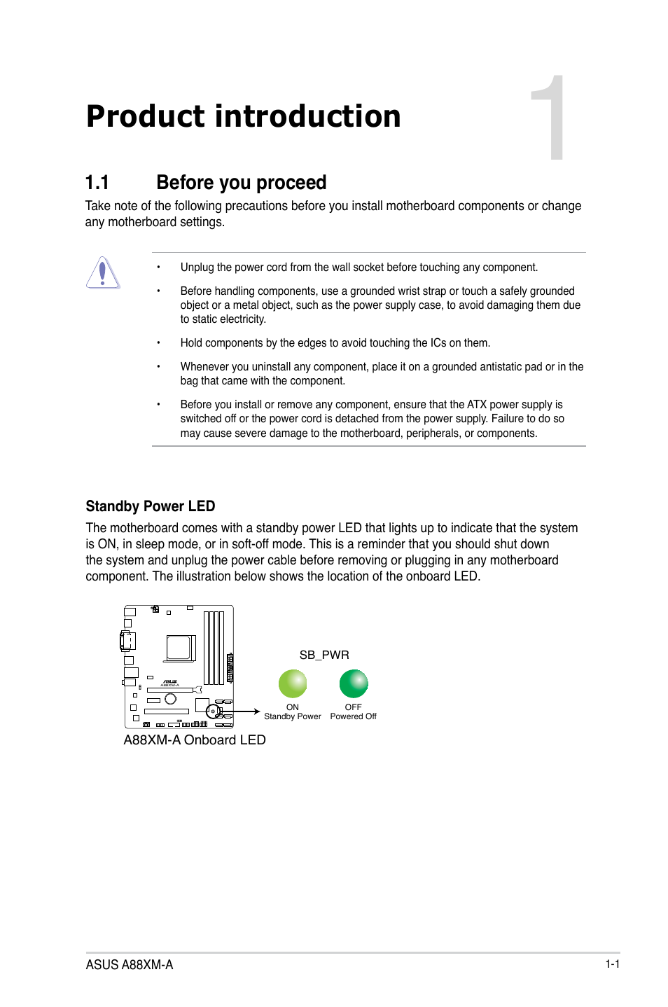 Product introduction, 1 before you proceed, Before you proceed -1 | Asus A88XM-A User Manual | Page 9 / 68