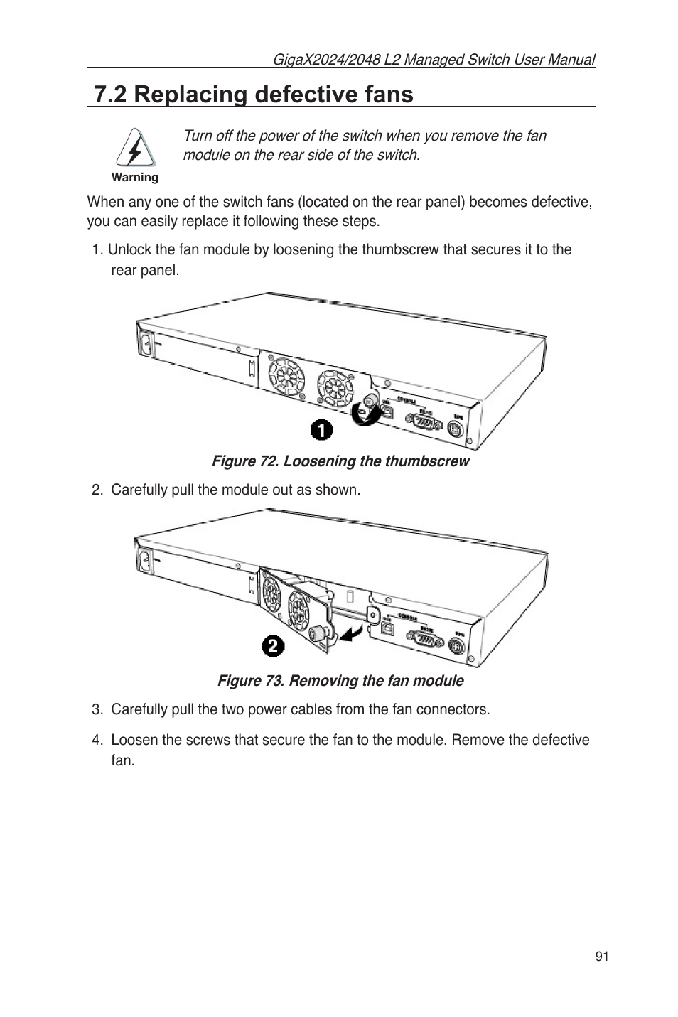 2 replacing defective fans | Asus GigaX2048 User Manual | Page 103 / 115