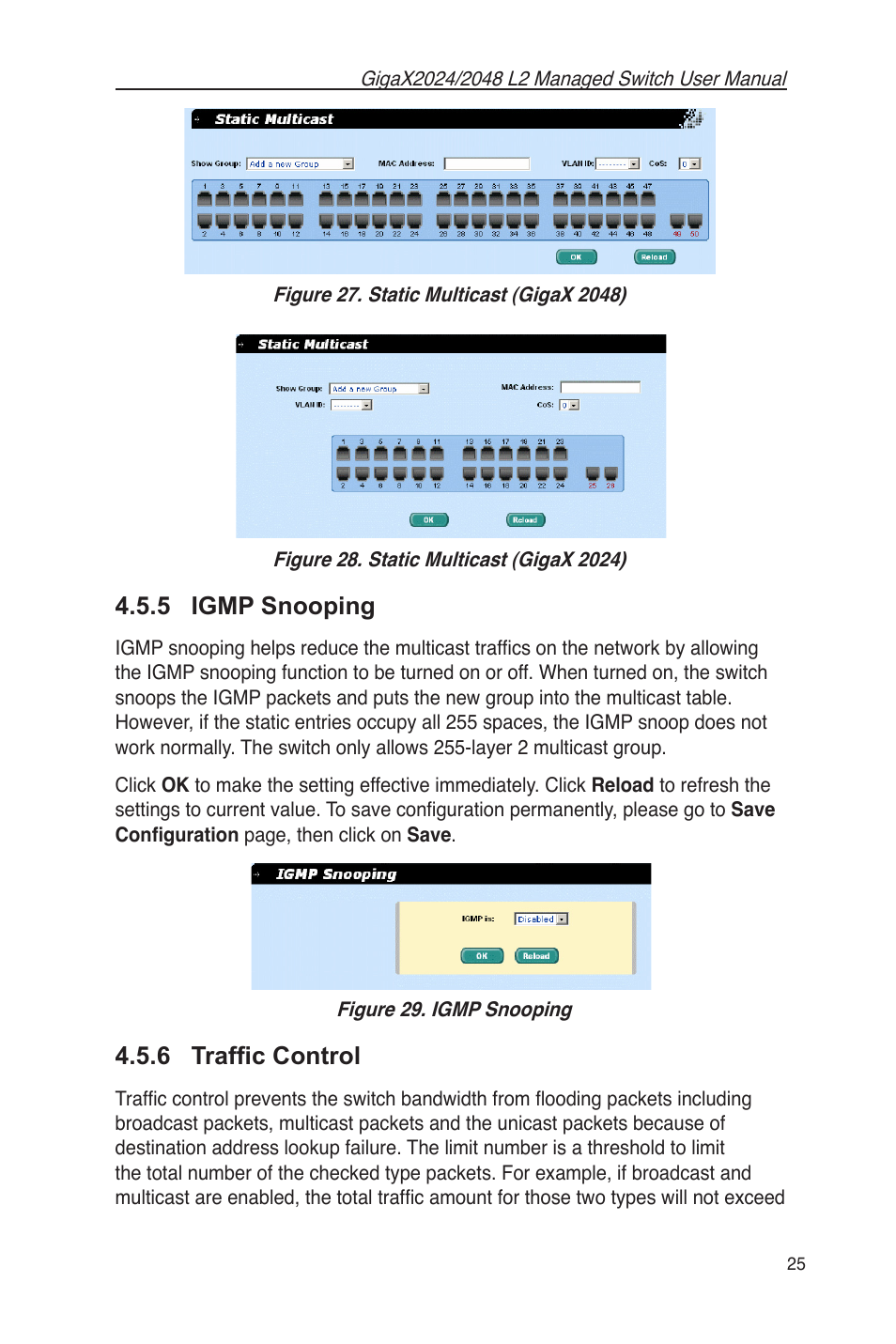 5 igmp snooping 4.5.6 trafﬁc control, Figure 29. igmp snooping, 5 igmp snooping | 6 trafﬁc control | Asus GigaX2048 User Manual | Page 37 / 115