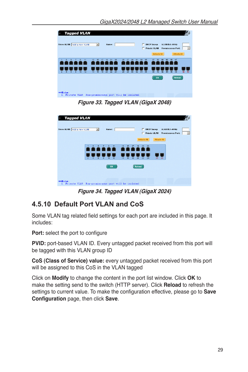 10 default port vlan and cos | Asus GigaX2048 User Manual | Page 41 / 115