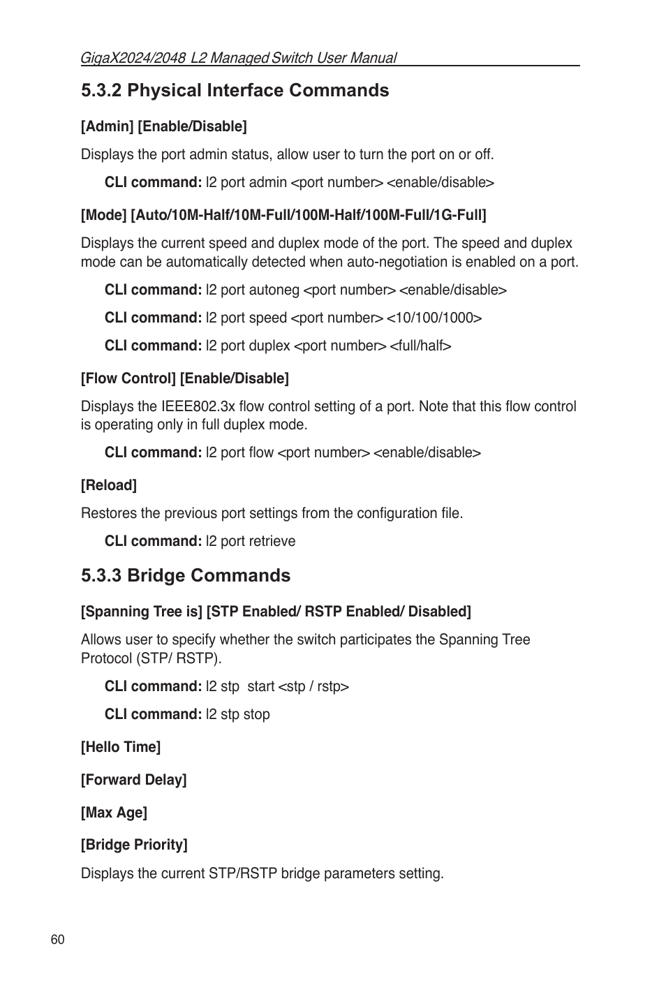 2 physical interface commands, 3 bridge commands | Asus GigaX2048 User Manual | Page 72 / 115