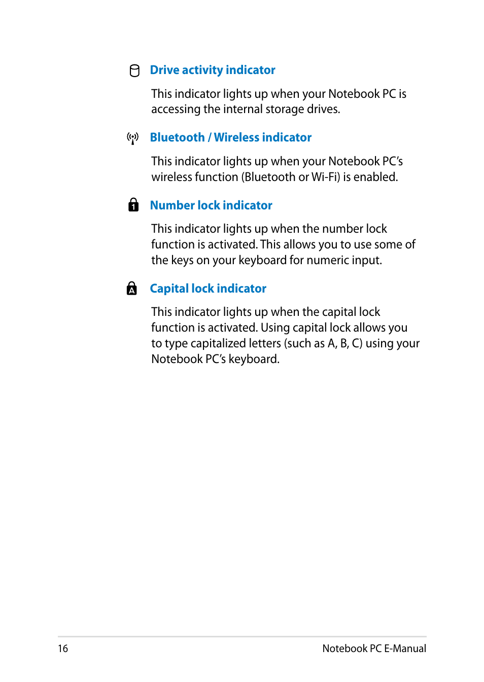 Asus X750JB User Manual | Page 16 / 110