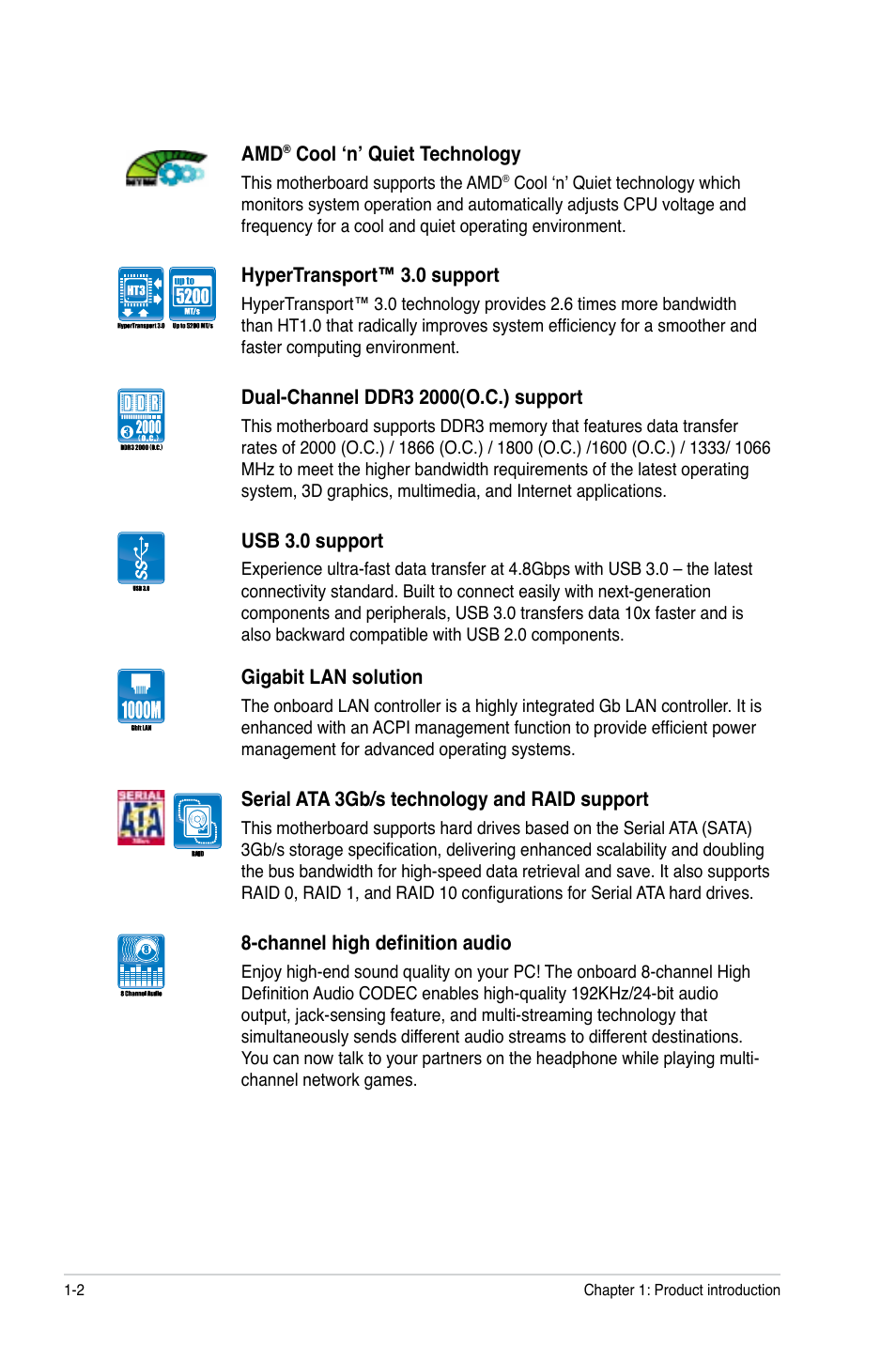 Asus M5A78L-M/USB3 User Manual | Page 12 / 64