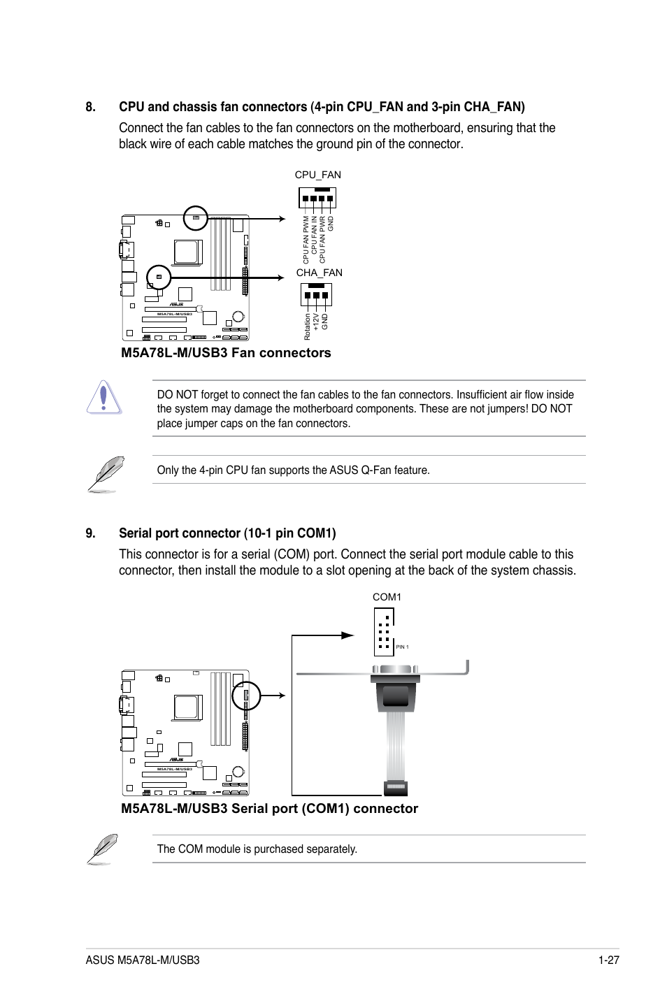 M5a78l-m/usb3 fan connectors | Asus M5A78L-M/USB3 User Manual | Page 37 / 64