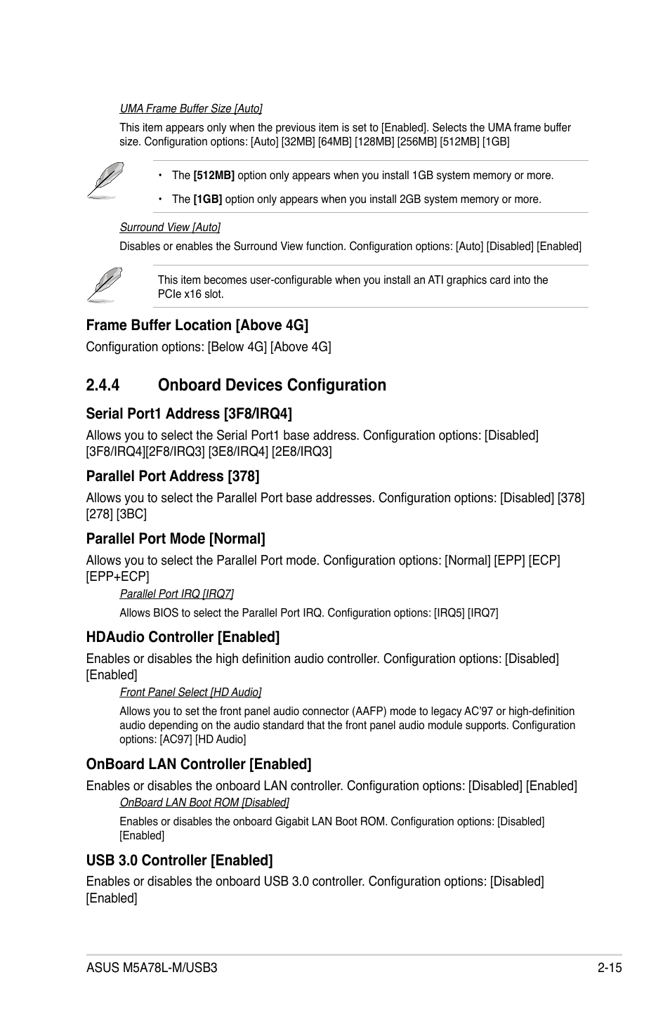 4 onboard devices configuration, 4 onboard devices configuration -15 | Asus M5A78L-M/USB3 User Manual | Page 53 / 64