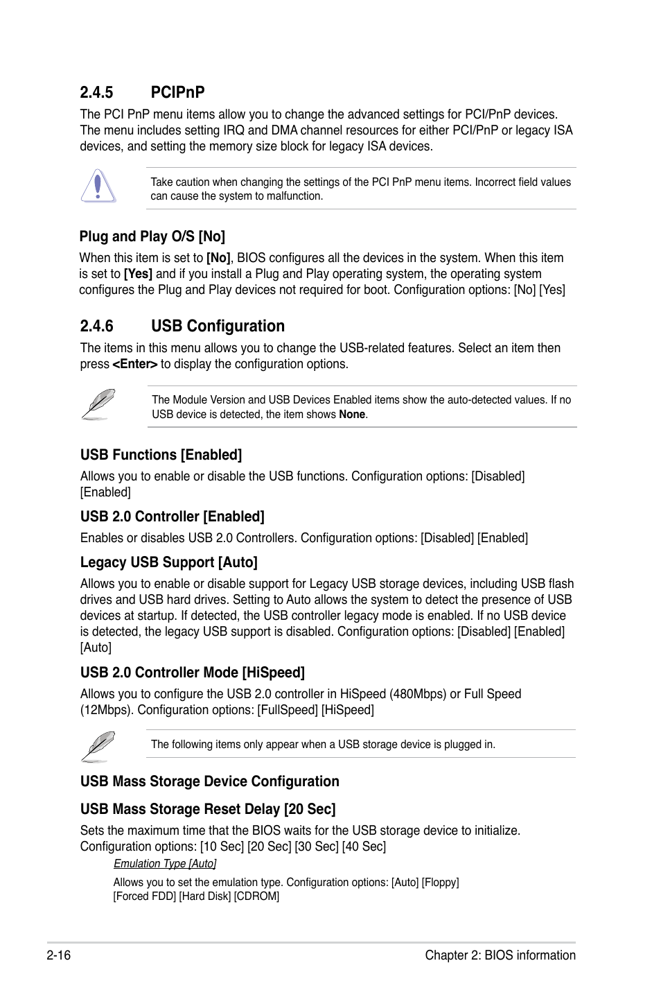 5 pcipnp, 6 usb configuration, Pcipnp -16 | Usb configuration -16 | Asus M5A78L-M/USB3 User Manual | Page 54 / 64