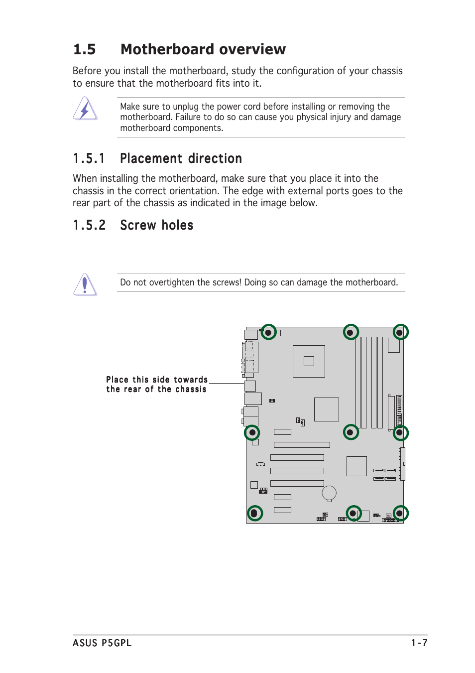 5 motherboard overview | Asus P5GPL User Manual | Page 19 / 92