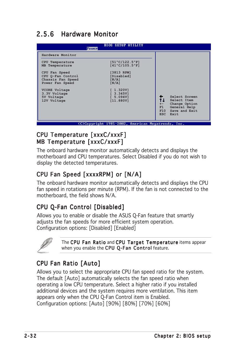 Cpu temperature [xxxc/xxxf, Cpu q-fan control [disabled, Cpu fan ratio [auto | Asus P5GPL User Manual | Page 78 / 92