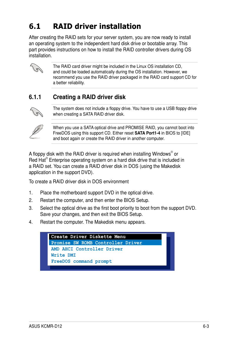 1 creating a raid driver disk | Asus KCMR-D12 User Manual | Page 115 / 144