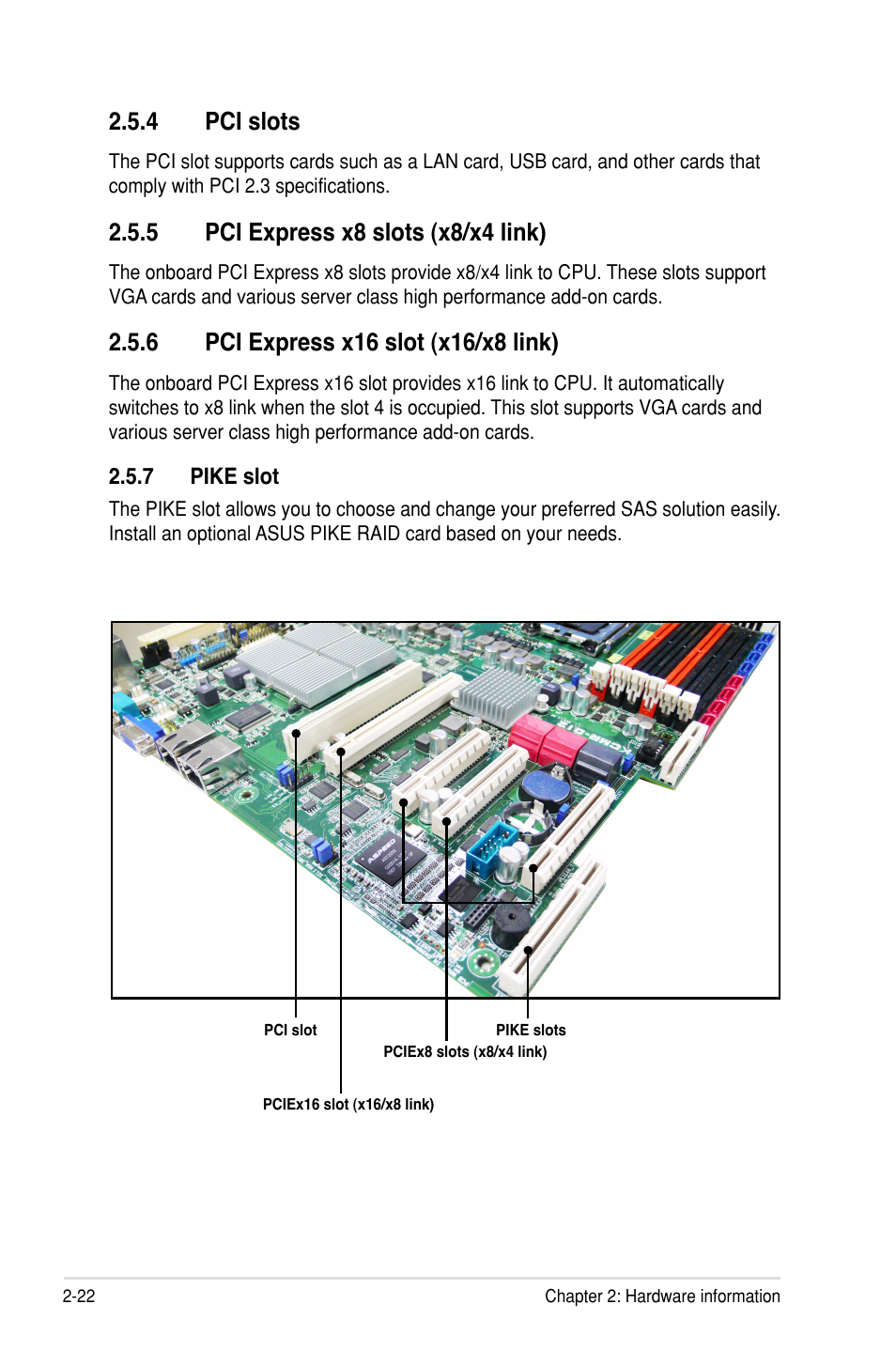4 pci slots, 5 pci express x8 slots (x8/x4 link) | Asus KCMR-D12 User Manual | Page 40 / 144