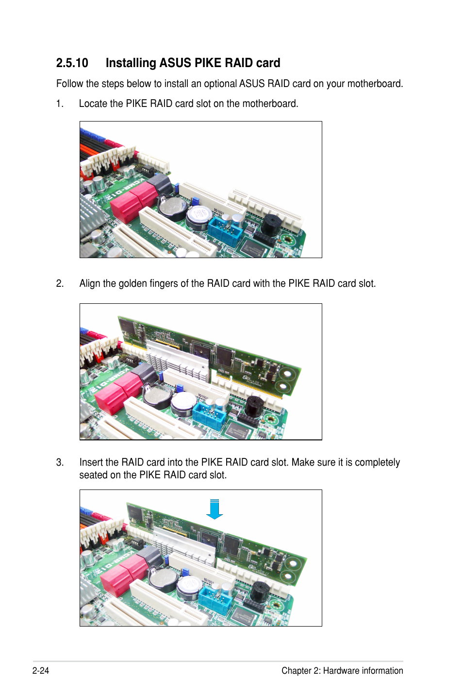10 installing asus pike raid card | Asus KCMR-D12 User Manual | Page 42 / 144