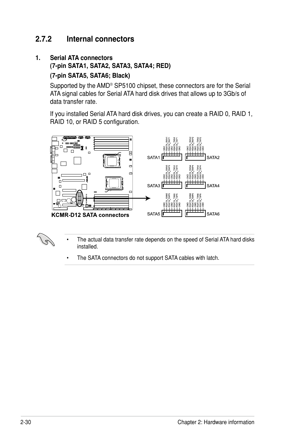 2 internal connectors | Asus KCMR-D12 User Manual | Page 48 / 144