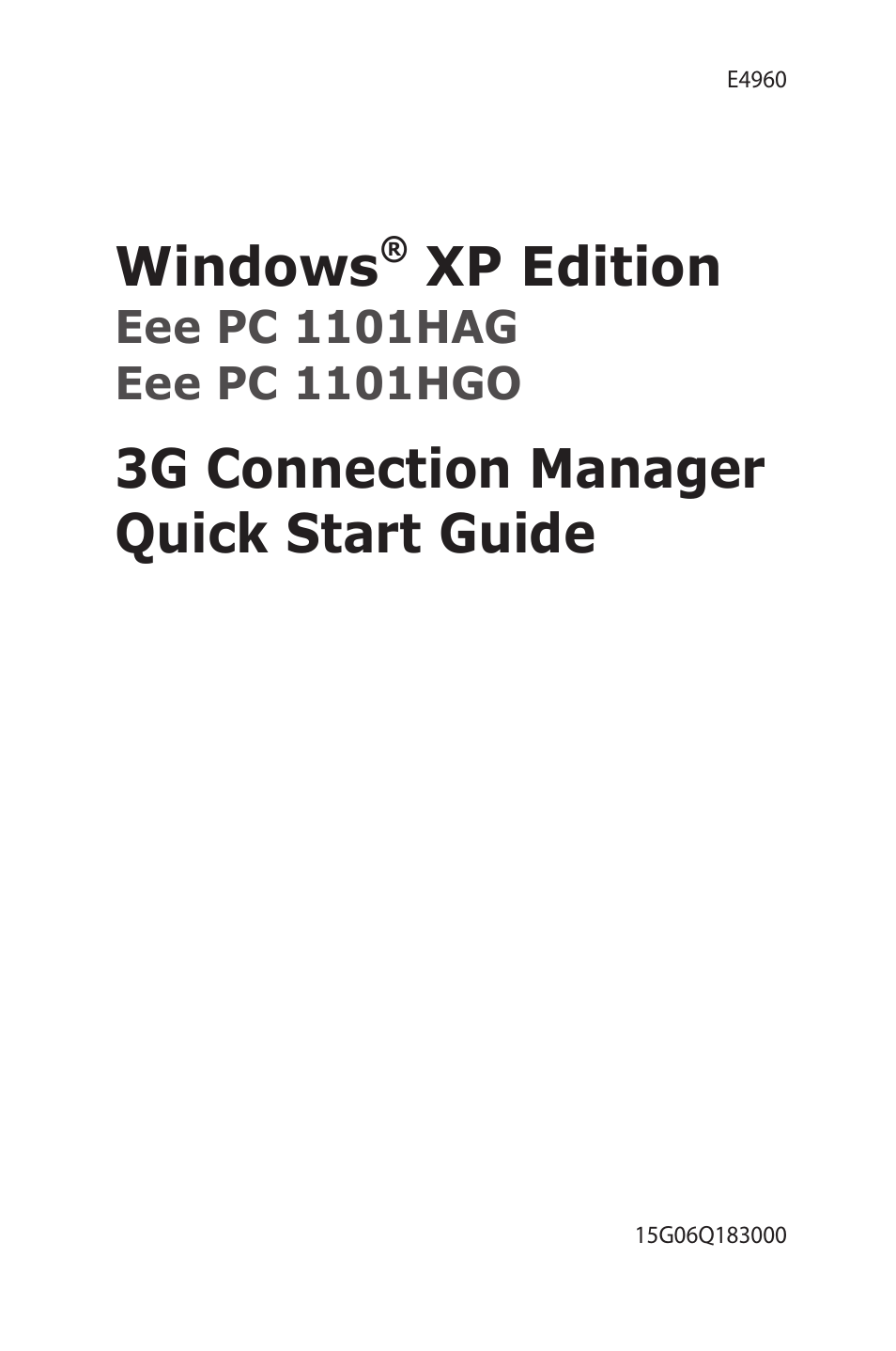 Asus Eee PC 1101HAG User Manual | 10 pages