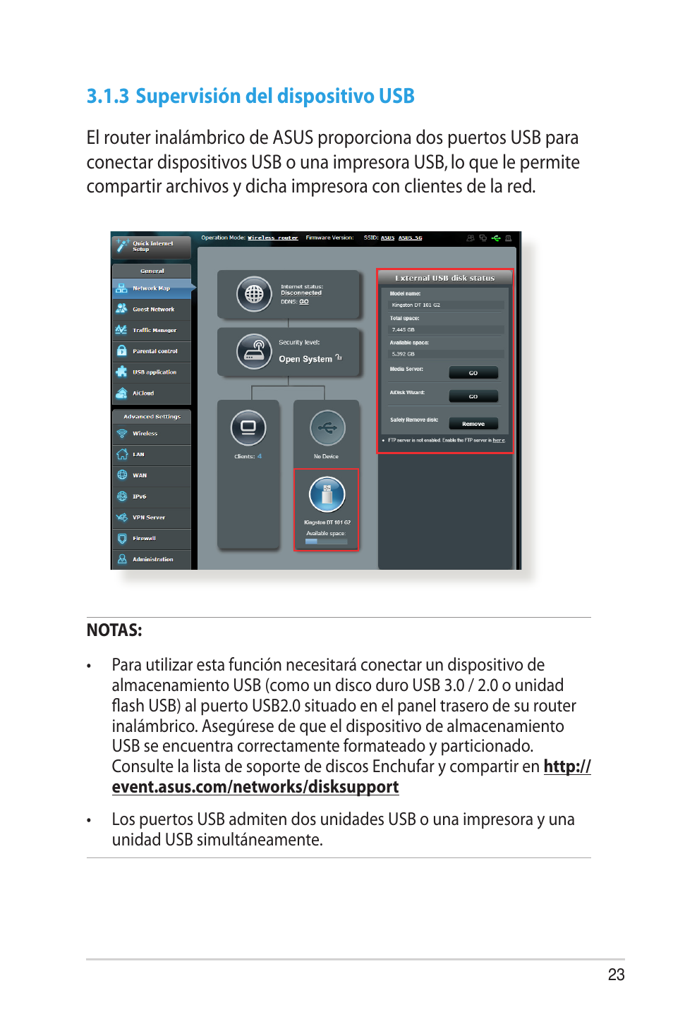 3 supervisión del dispositivo usb | Asus RT-AC68U User Manual | Page 23 / 128