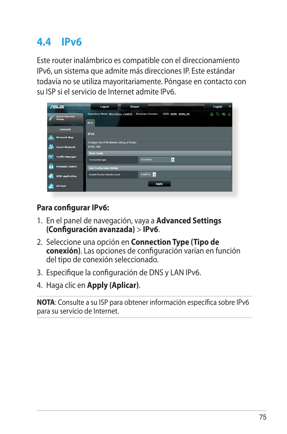 4 ipv6, Ipv6 | Asus RT-AC68U User Manual | Page 75 / 128