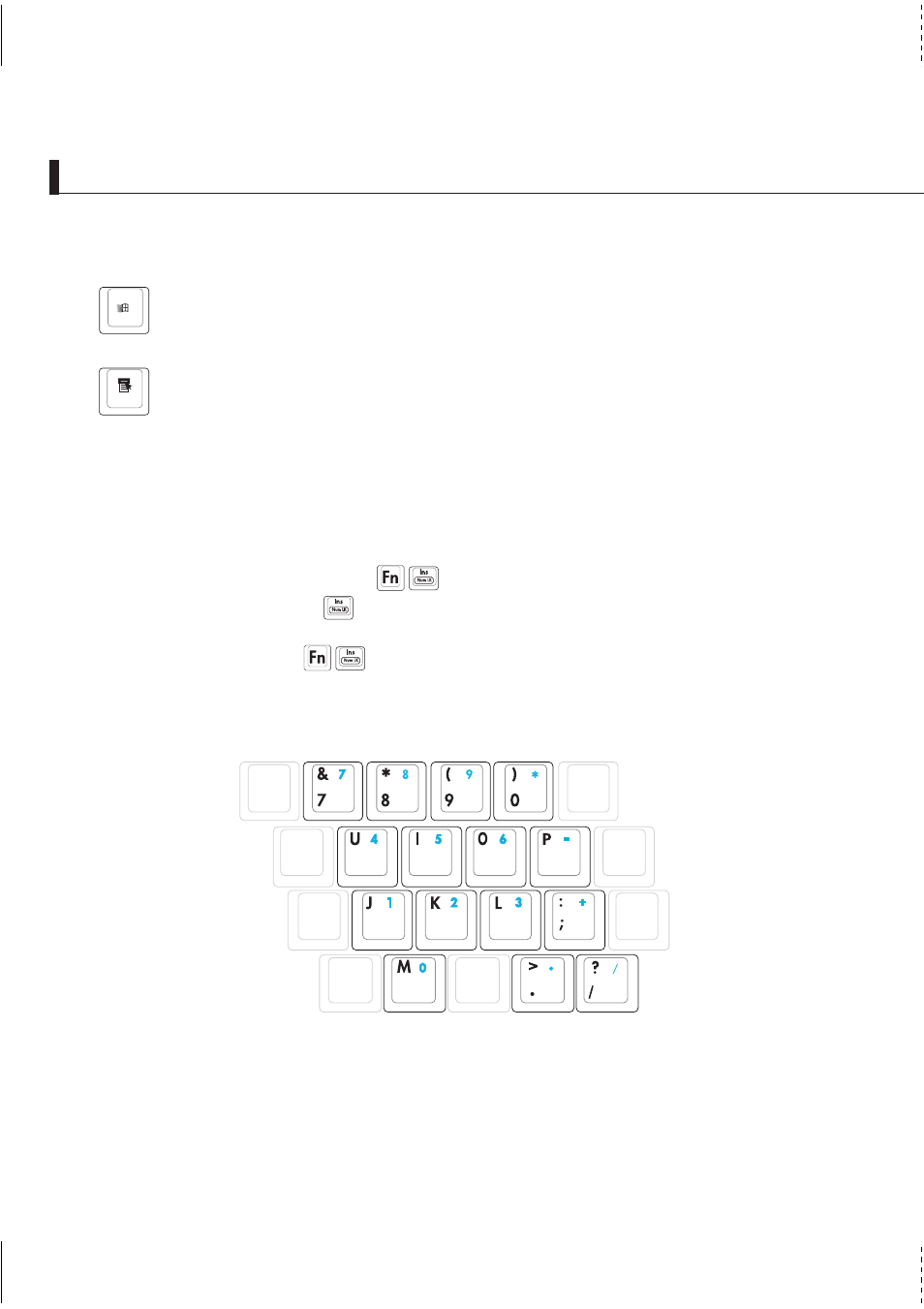 Microsoft windows™ keys, Keyboard as a numeric keypad | Asus S1B User Manual | Page 32 / 94