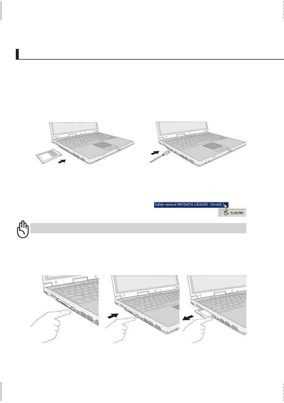 Inserting a pc card (pcmcia), Removing a pc card (pcmcia) | Asus S1B User Manual | Page 54 / 94