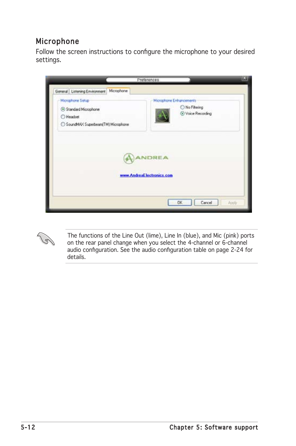 Microphone | Asus P5LD2 SE User Manual | Page 114 / 120