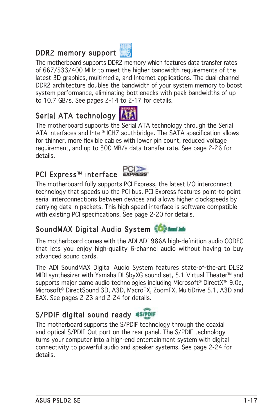 Asus P5LD2 SE User Manual | Page 17 / 120