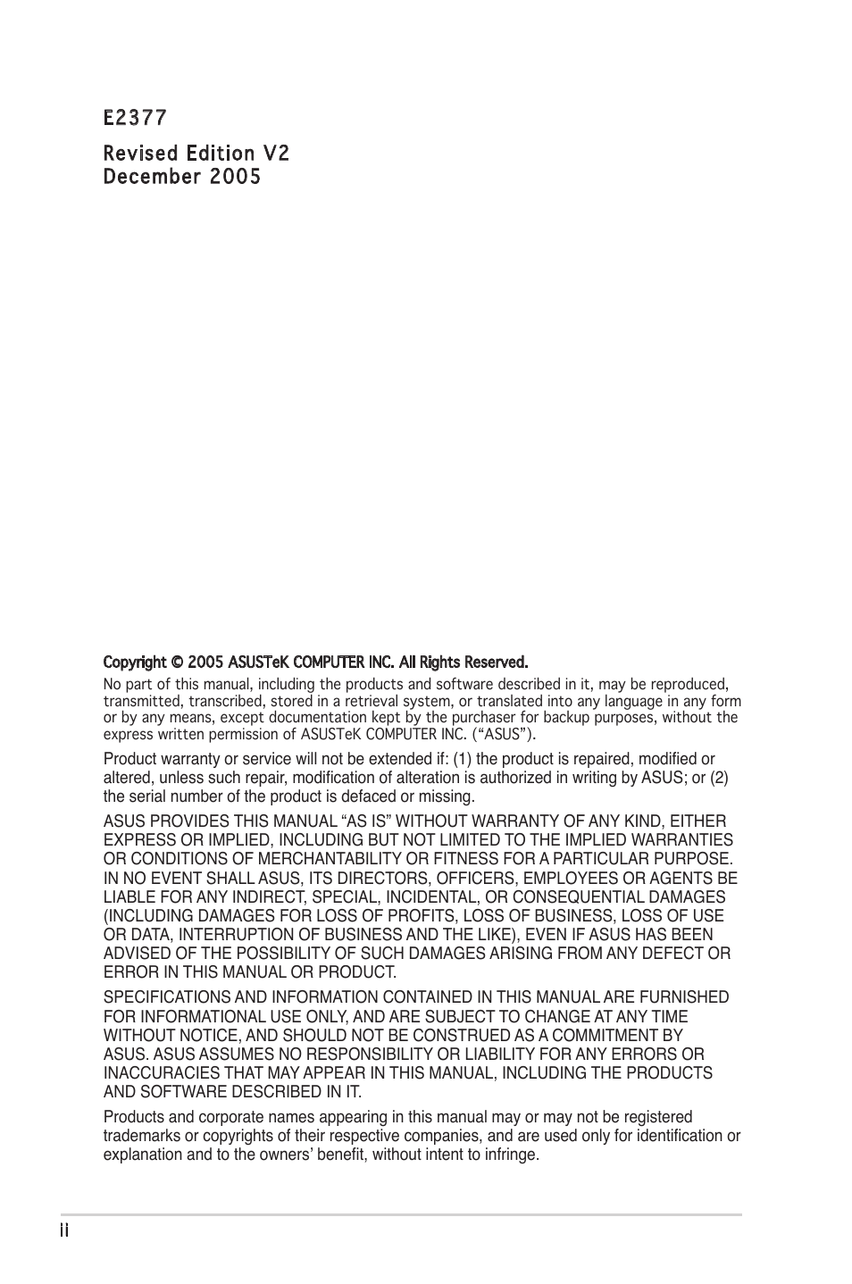 Asus P5LD2 SE User Manual | Page 2 / 120