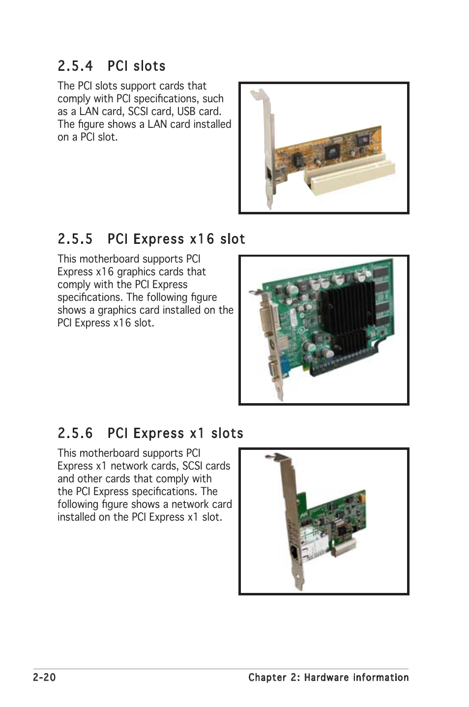 4 pci slots, 5 pci express x16 slot, 6 pci express x1 slots | Asus P5LD2 SE User Manual | Page 42 / 120