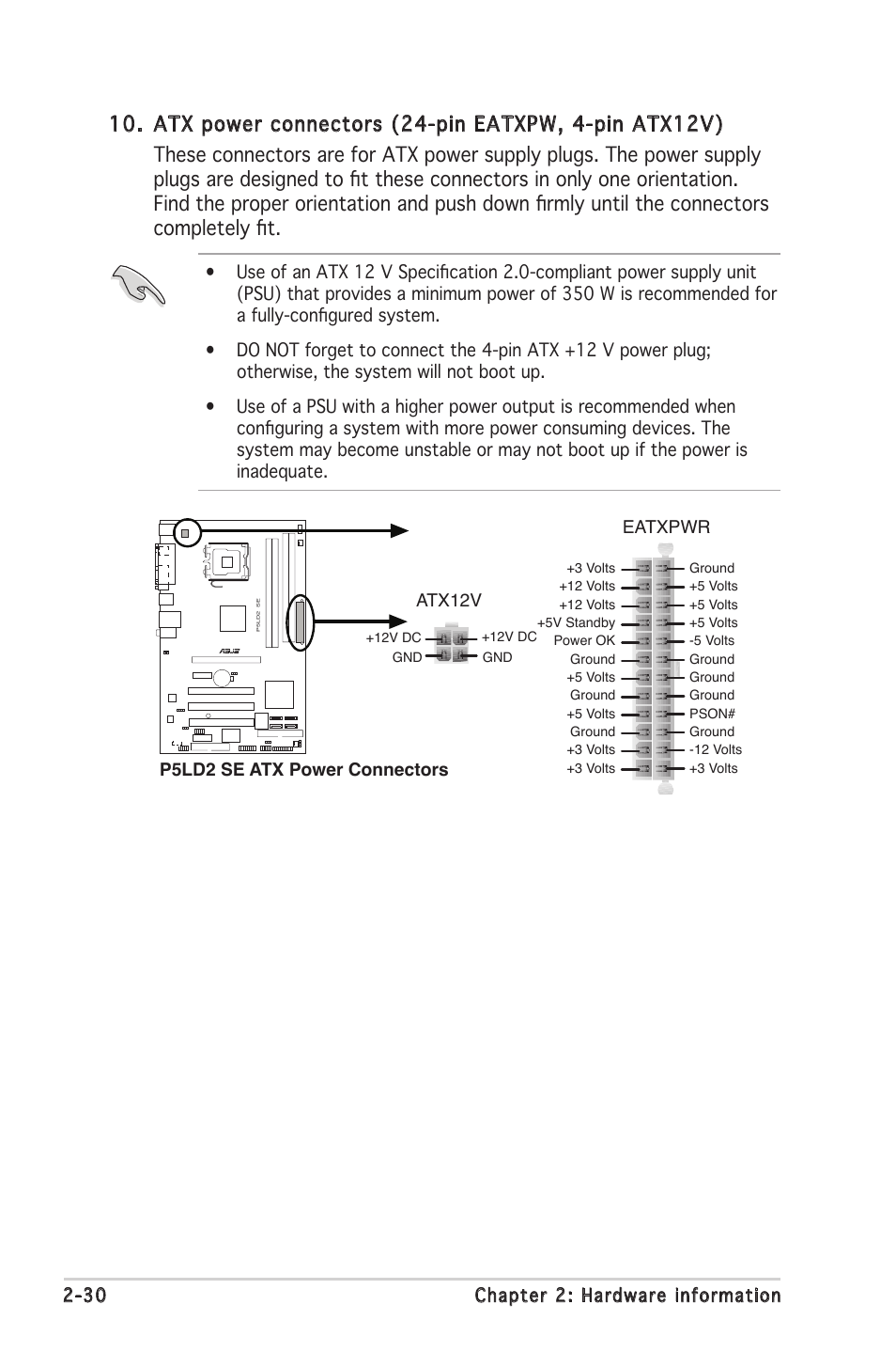 30 chapter 2: hardware information | Asus P5LD2 SE User Manual | Page 52 / 120