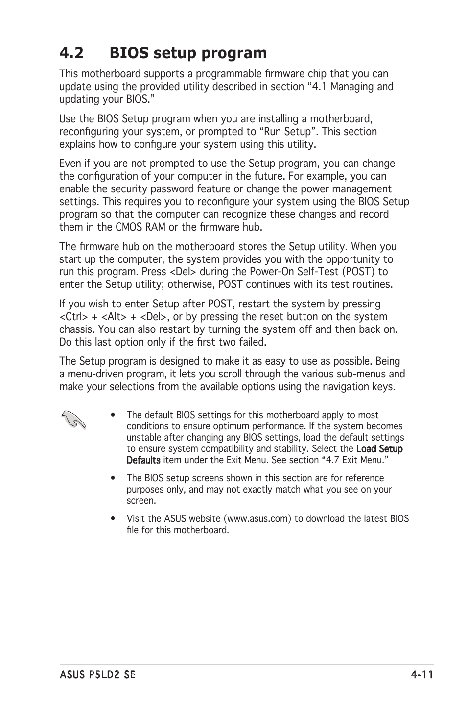 2 bios setup program | Asus P5LD2 SE User Manual | Page 71 / 120