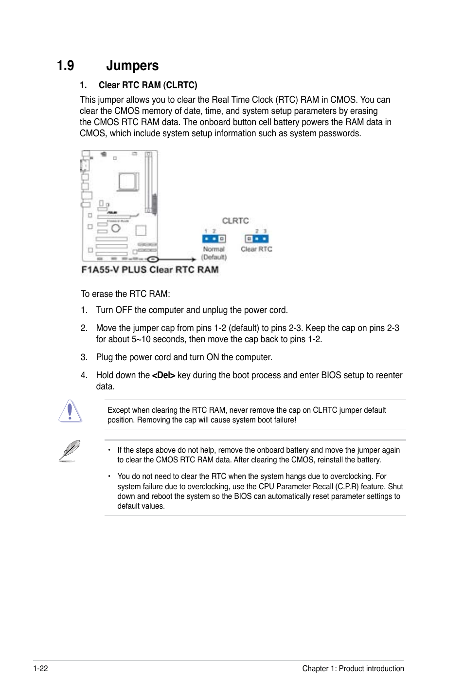 9 jumpers | Asus F1A55-V PLUS User Manual | Page 34 / 70