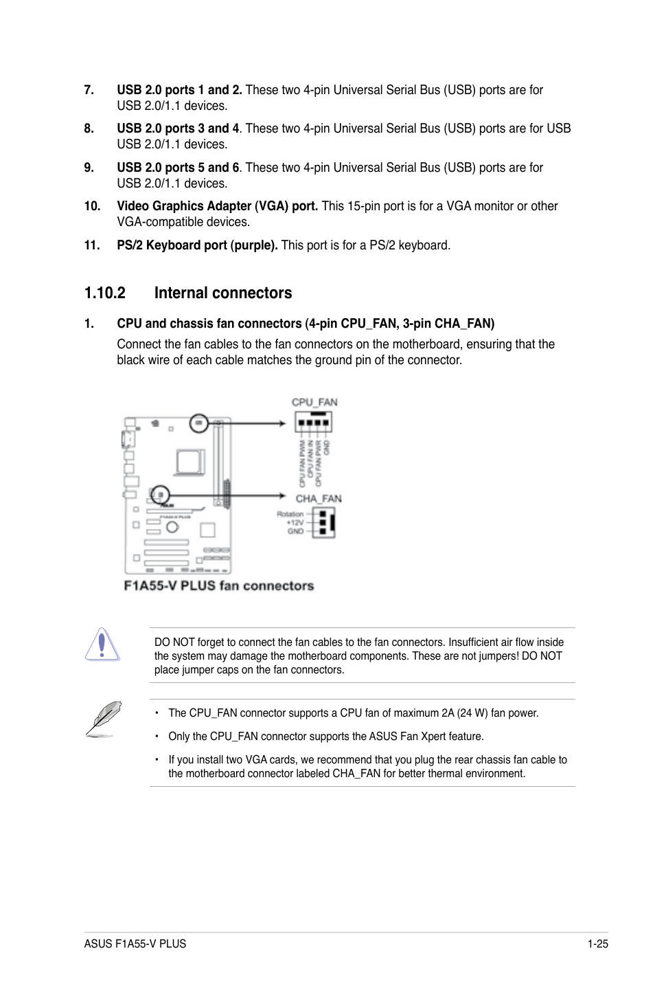 2 internal connectors | Asus F1A55-V PLUS User Manual | Page 37 / 70