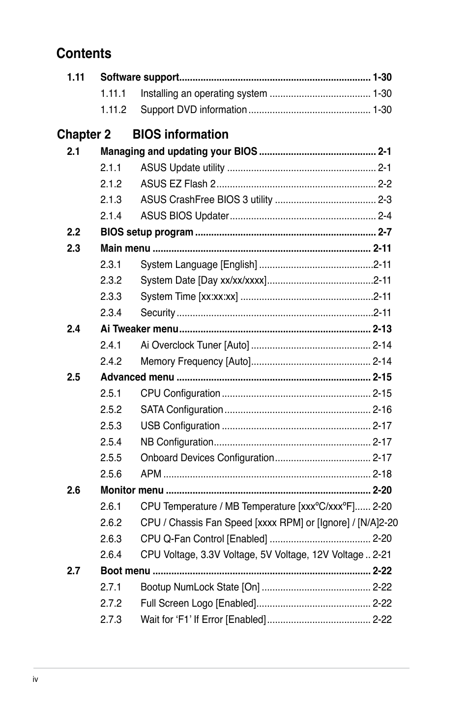 Asus F1A55-V PLUS User Manual | Page 4 / 70