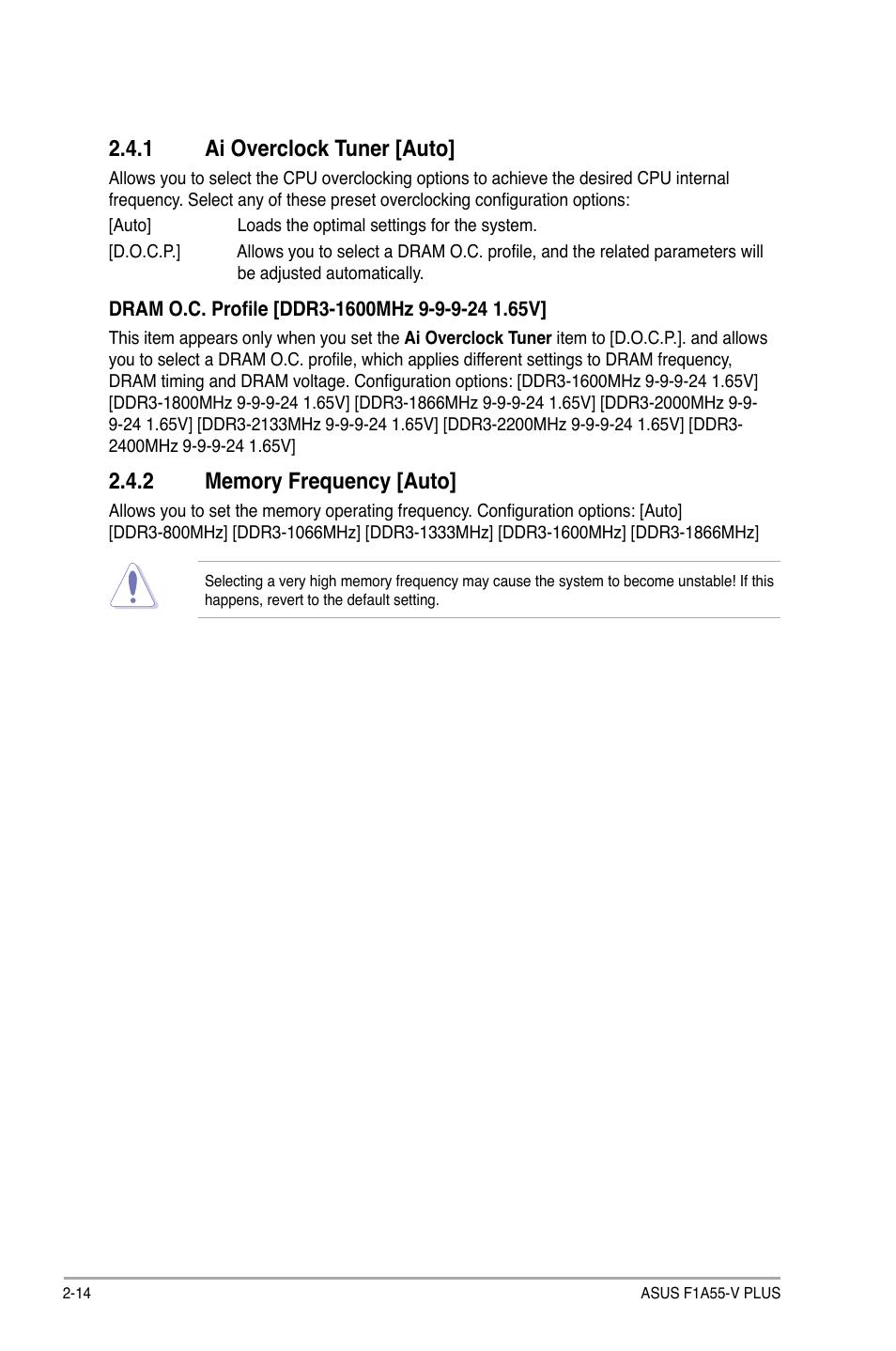 1 ai overclock tuner [auto | Asus F1A55-V PLUS User Manual | Page 56 / 70