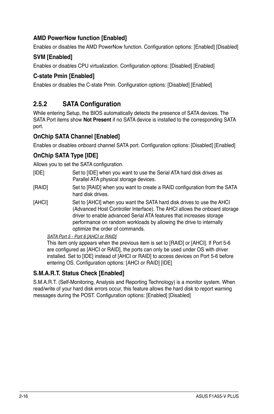 2 sata configuration | Asus F1A55-V PLUS User Manual | Page 58 / 70