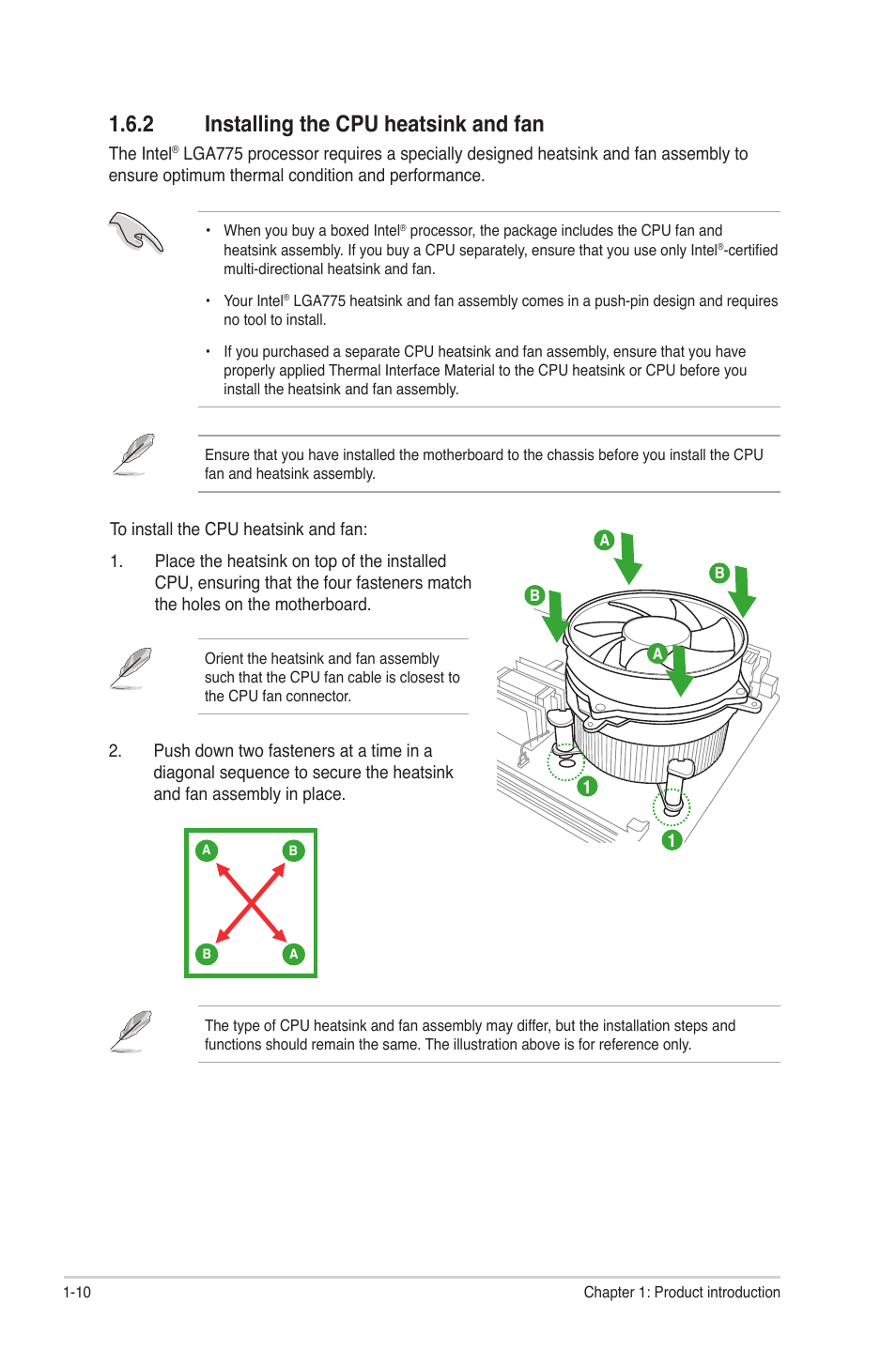 2 installing the cpu heatsink and fan | Asus P5P43T User Manual | Page 20 / 64