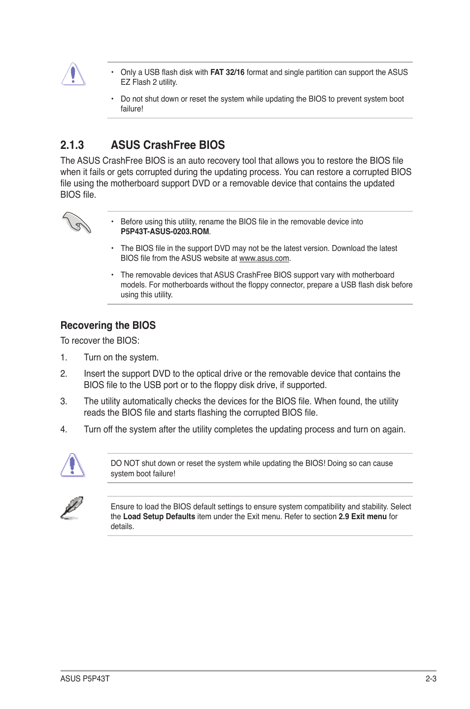 3 asus crashfree bios | Asus P5P43T User Manual | Page 41 / 64