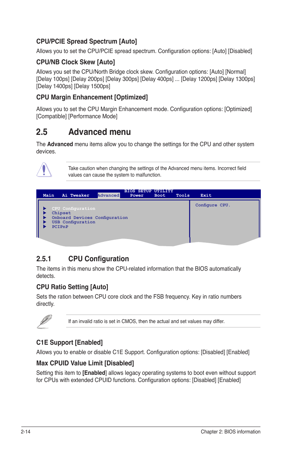 5 advanced menu, 1 cpu configuration | Asus P5P43T User Manual | Page 52 / 64