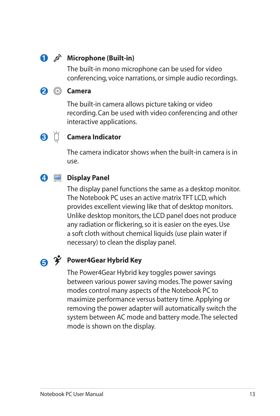 Asus N82JV User Manual | Page 13 / 110